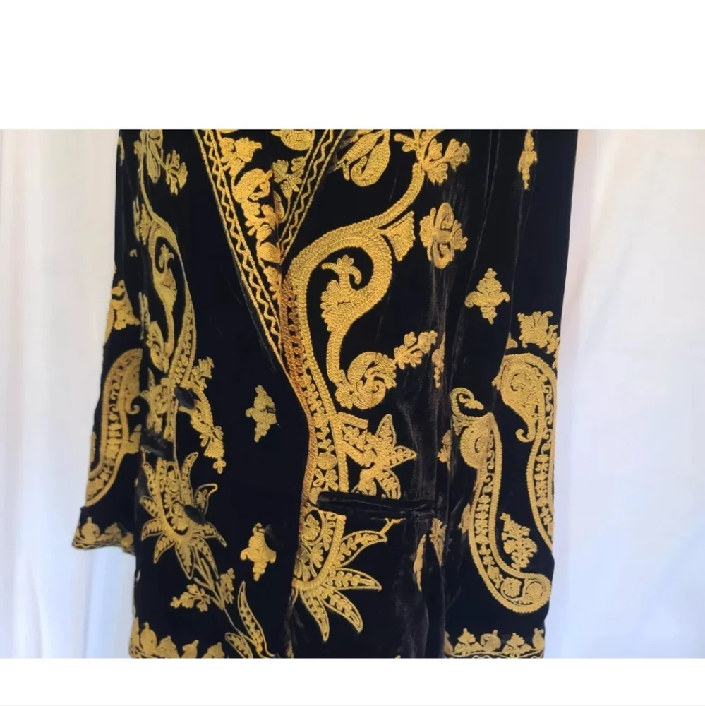 New W/Tags Free People Black Embroidered Magic Carpet Ride Blazer Small - Picture 7 of 12
